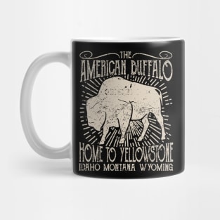 American Buffalo In Yellowstone, Vintage/Retro Design Mug